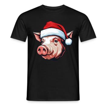 Schwein Weihnachten Tier Kopf Sau - Männer T-Shirt - Schwarz - Vorne - AI Model Male 178 light (178cm)