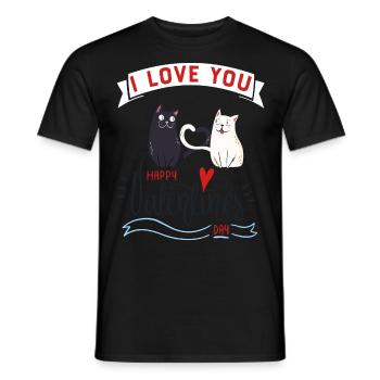 Valentinstag Katze - Männer T-Shirt - Schwarz - Vorne - AI Model Male 178 light (178cm)