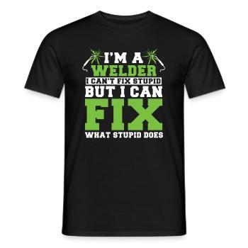 Ich Bin Schweißer, Ich Kann Dummheit Nicht Fixen - Männer T-Shirt - Schwarz - Vorne - AI Model Male 178 light (178cm)
