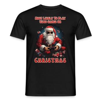 Les plus susceptibles de jouer à des jeux vidéo sur la chemise de Noël - T-shirt homme - noir - Devant - AI Model Male 178 light (178cm)
