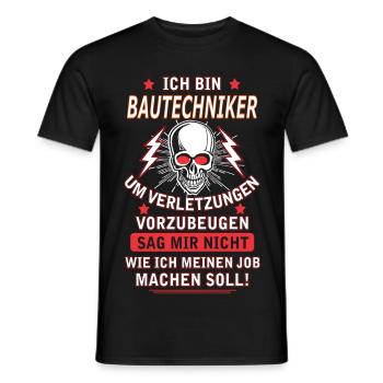 BAUTECHNIKER - Männer T-Shirt - Schwarz - Vorne - AI Model Male 178 light (178cm)