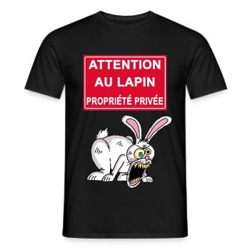 Attention au lapin blanc - T-shirt homme - noir - Devant - AI Model Male 178 light (178cm)