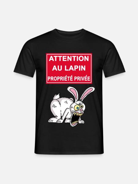 Attention au lapin blanc - T-shirt homme - noir