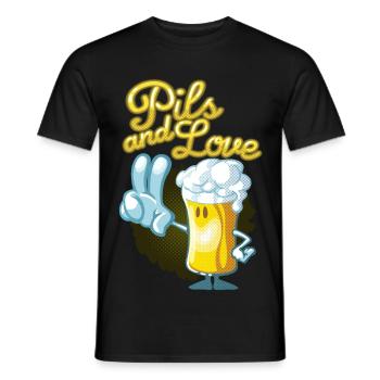 Pils and love toon - T-shirt homme - noir - Devant - AI Model Male 178 light (178cm)