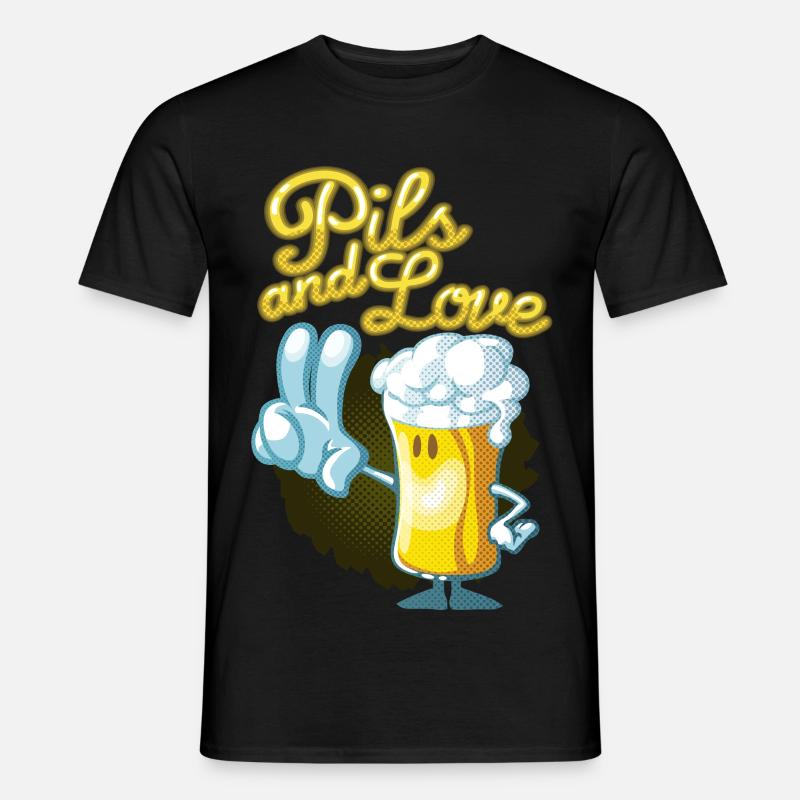 Pils und Liebe Toon - Männer T-Shirt - Schwarz