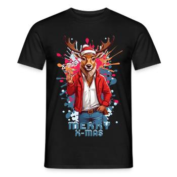 Cool Rudolph le renne - T-shirt homme - noir - Devant - AI Model Male 178 light (178cm)