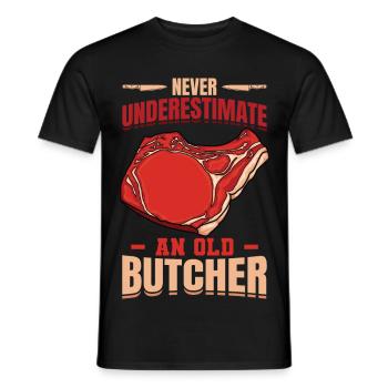 Ne sous-estimez jamais un vieux boucher - T-shirt homme - noir - Devant - AI Model Male 178 light (178cm)