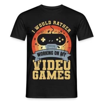 I'd rather work on video games - Men's T-Shirt - black - Front - AI Model Male 178 light (178cm)