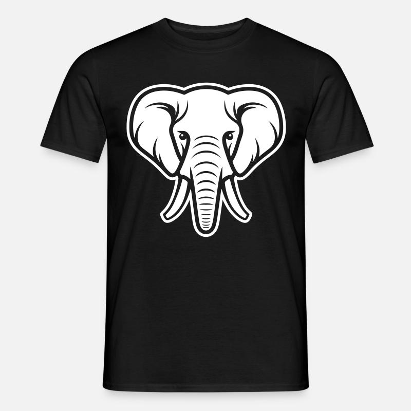 Elefant Kopf - Männer T-Shirt - Schwarz