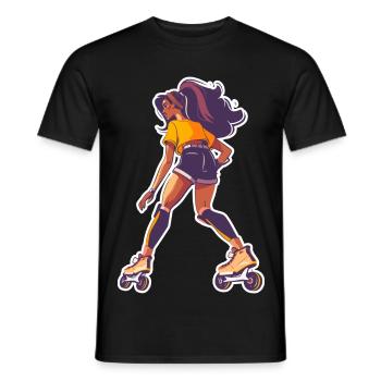 Rollschuhläuferin - Männer T-Shirt - Schwarz - Vorne - AI Model Male 178 light (178cm)