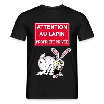 Attention au lapin blanc ! - T-shirt homme - noir - Devant - AI Model Male 178 light (178cm)
