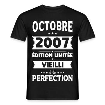 18th Birthday - October 2007 Perfection - Men's T-Shirt - black - Front - AI Model Male 178 light (178cm)