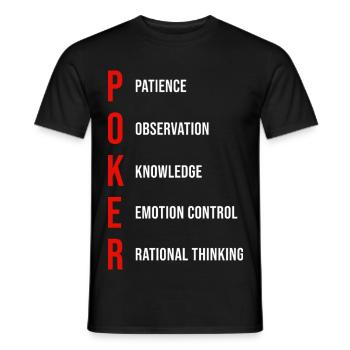 Poker Mentality Patience Observation Knowledge - Men's T-Shirt - black - Front - AI Model Male 178 light (178cm)