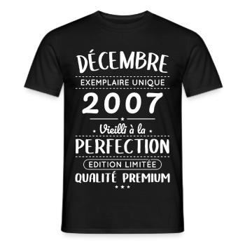 18th Birthday - December 2007 Perfection - Men's T-Shirt - black - Front - AI Model Male 178 light (178cm)