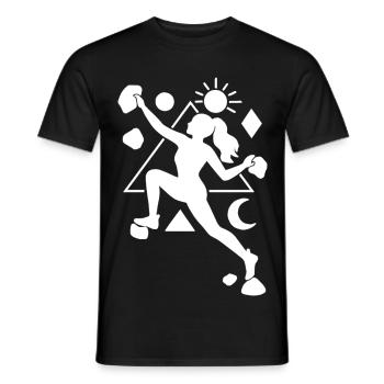 Bouldering Ladies Woman Geometric Day and Night - Men's T-Shirt - black - Front - AI Model Male 178 light (178cm)