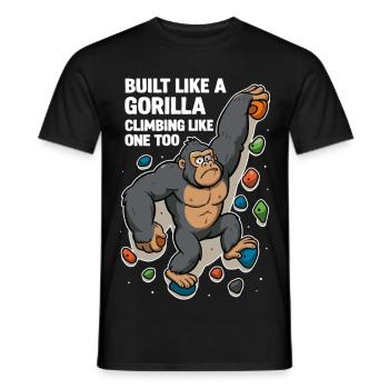 Bouldern lustig – Gorilla Cartoon Kletter Shirt - Männer T-Shirt - Schwarz - Vorne - AI Model Male 178 light (178cm)