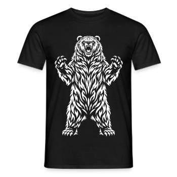Grizzli tribal – Motif mystique d’animal sauvage - T-shirt homme - noir - Devant - AI Model Male 178 light (178cm)