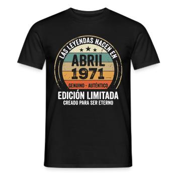 Avril 1971 Cadeau 55e Anniversaire Avril 1971 - T-shirt homme - noir - Devant - AI Model Male 178 light (178cm)