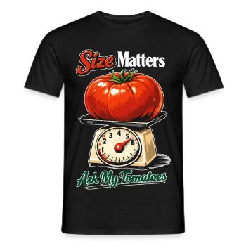 Size Matters: Lustige Riesen-Tomate auf Waage - Männer T-Shirt - Schwarz - Vorne - AI Model Male 178 light (178cm)