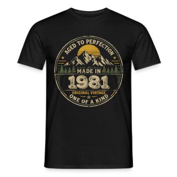 Geburtstagsparty 1981 – Geboren 1981 - Männer T-Shirt - Schwarz - Vorne - AI Model Male 178 light (178cm)