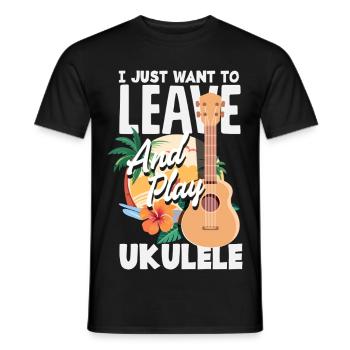 Je veux juste partir et jouer de la musique hawaïenne au ukulélé - T-shirt homme - noir - Devant - AI Model Male 178 light (178cm)