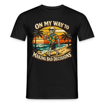 Skeleton Vacation Humor Funny Humor Beach - Men's T-Shirt - black - Front - AI Model Male 178 light (178cm)