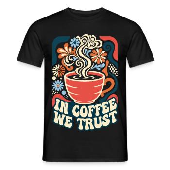 In Coffee We Trust Retro Kaffee - Männer T-Shirt - Schwarz - Vorne - AI Model Male 178 light (178cm)