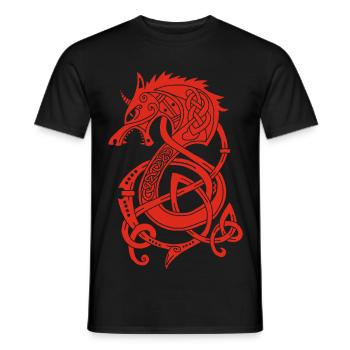 Dragon-loup viking (rouge) - T-shirt homme - noir - Devant - AI Model Male 178 light (178cm)