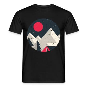 Minimal Mountains Geometry Outdoor Hiking T-Shirt - Männer T-Shirt - Schwarz - Vorne - AI Model Male 178 light (178cm)