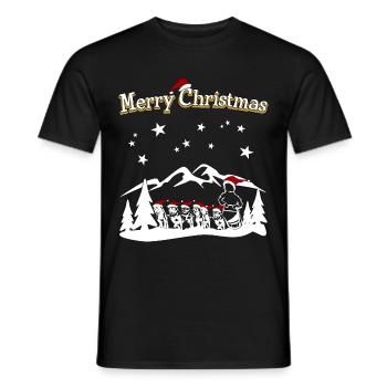 Husky Joyeux Noël - T-shirt homme - noir - Devant - AI Model Male 178 light (178cm)