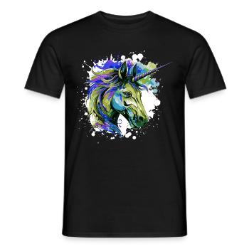 Unicorn Head Portrait Colorful - Men's T-Shirt - black - Front - AI Model Male 178 light (178cm)