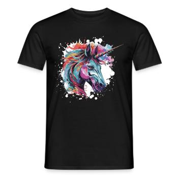 Unicorn Head Portrait - Men's T-Shirt - black - Front - AI Model Male 178 light (178cm)