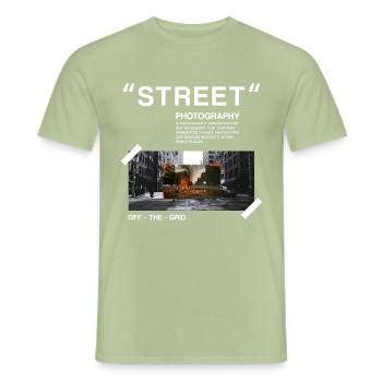 Street Photography - Men's T-Shirt - sage - Front - AI Model Male 178 light (178cm)