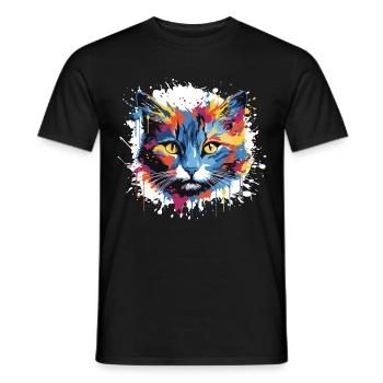 Tête de chat Pop Art - T-shirt homme - noir - Devant - AI Model Male 178 light (178cm)