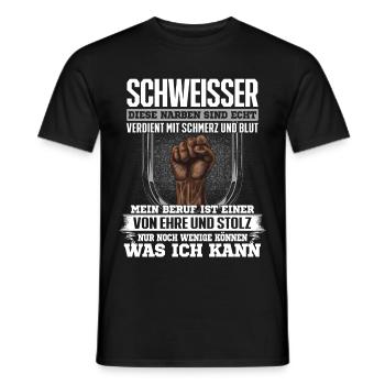 SCHWEISSER - Ehre und Stolz - Männer T-Shirt - Schwarz - Vorne - AI Model Male 178 light (178cm)
