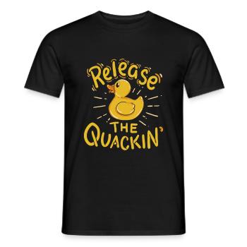 Release the quackin' - Duck saying duck rubber duck - Men's T-Shirt - black - Front - AI Model Male 178 light (178cm)