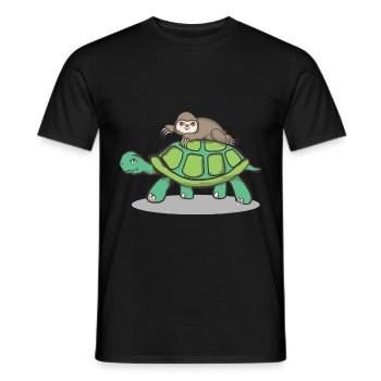 T-shirt de course paresseux - T-shirt homme - noir - Devant - AI Model Male 178 light (178cm)