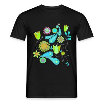 motif de fleurs - T-shirt homme - noir - Devant - AI Model Male 178 light (178cm)