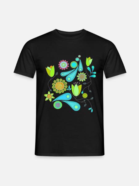 flower pattern - Men's T-Shirt - black