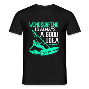 Windsurf Windsurfen Windsurfing Wassersport Surf - Männer T-Shirt - Schwarz - Vorne - AI Model Male 178 light (178cm)
