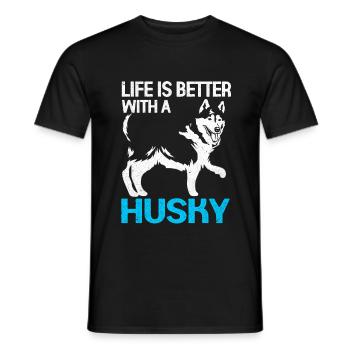 Husky - Men's T-Shirt - black - Front - AI Model Male 178 light (178cm)