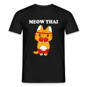 Muay Thai Katze - Männer T-Shirt - Schwarz - Vorne - AI Model Male 178 light (178cm)