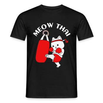 Thai boxing cat - Men's T-Shirt - black - Front - AI Model Male 178 light (178cm)