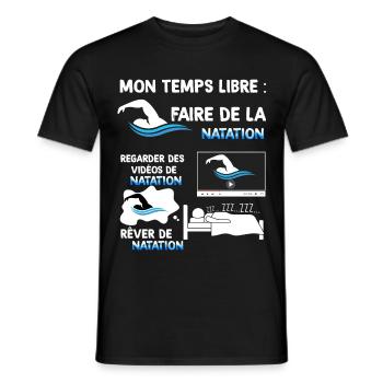 Natation, mon temps libre passionnant, idée cadeau - T-shirt homme - noir - Devant - AI Model Male 178 light (178cm)