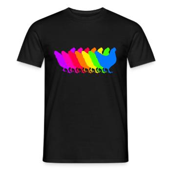 Colorful chicken troop - Men's T-Shirt - black - Front - AI Model Male 178 light (178cm)