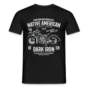 DARK IRON INDIAN - Vintage motorbike motif - Men's T-Shirt - black - Front - AI Model Male 178 light (178cm)