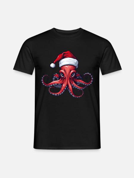 Oktopus Krake Weihnachten Tier - Männer T-Shirt - Schwarz