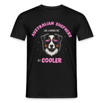 Aussie - comme un chien normal mais rose plus froid - T-shirt homme - noir - Devant - AI Model Male 178 light (178cm)