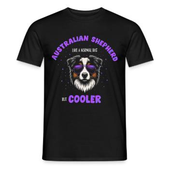 Aussie - comme un chien normal mais violet plus frais - T-shirt homme - noir - Devant - AI Model Male 178 light (178cm)