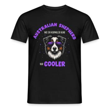 Aussie - comme un chien normal, mais violet plus froid - T-shirt homme - noir - Devant - AI Model Male 178 light (178cm)